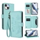 thumbnail image 1 of Funda Cartera Mariposa para [iPhone 15] con Soporte y Cremallera Verde menta, 1 of 6