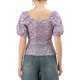 thumbnail image 3 of INSPIRE CHIC Blusa Floral de Mujer Escote Cuadrado de Corazón Mangas Abullonadas Espalda Fruncida Top Casual Púrpura XL, 3 of 6