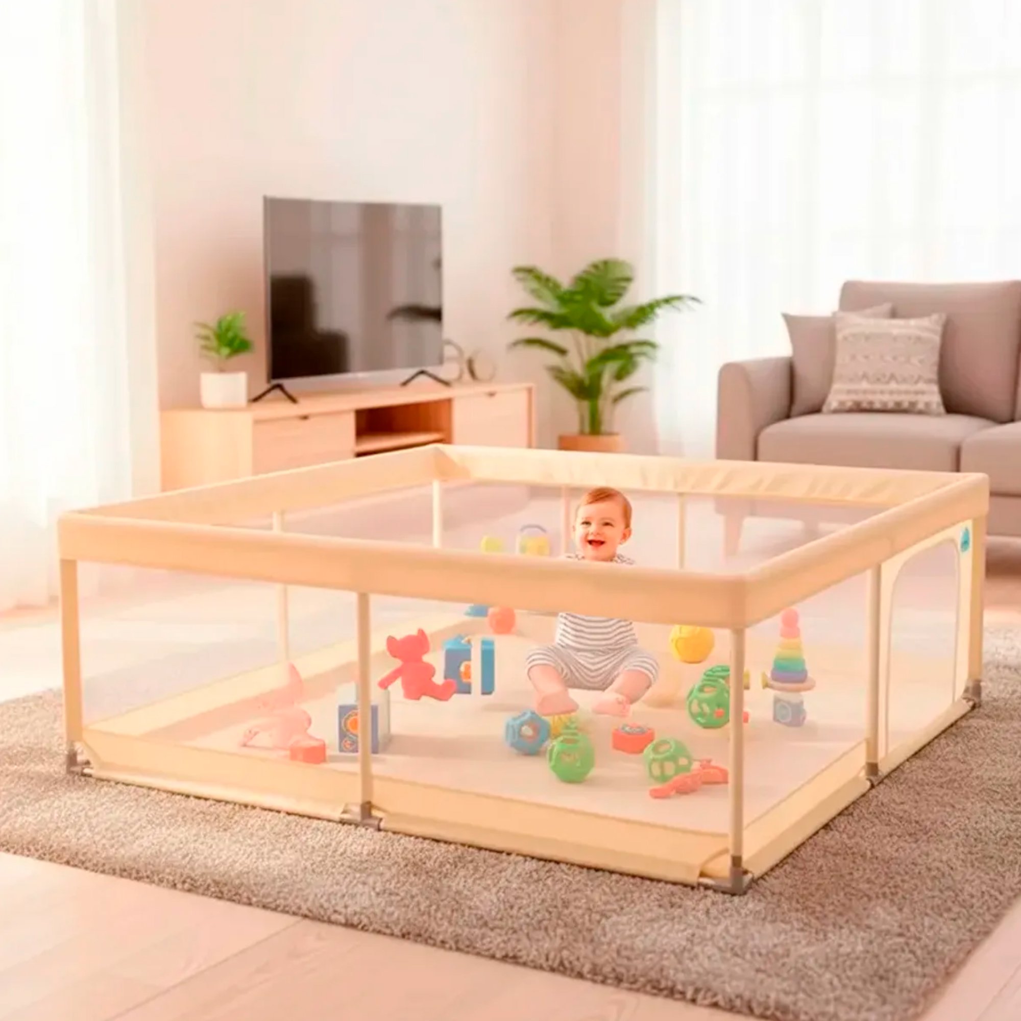 Corral Infantil Bebé Nubo Malla Y Tela + Pelotas 180x200cm