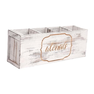 Bothyi - Portacubiertos De Madera, Organizador De Cubiertos Para Mostradores De Restaurante, Comedor, Color Blanco