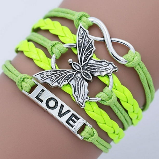 Handmade Leather Bracelet with Love and Butterfly Design - Perfect Gift for Men and Women