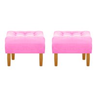 Bodevir - Set Pouf Wood 1C Felpa 04 Rosado