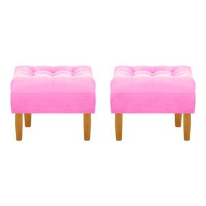 Bodevir - Set Pouf Wood 1C Felpa 04 Rosado