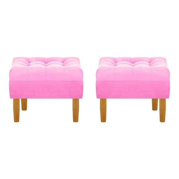 Set Pouf Wood 1c Felpa 04 Rosado