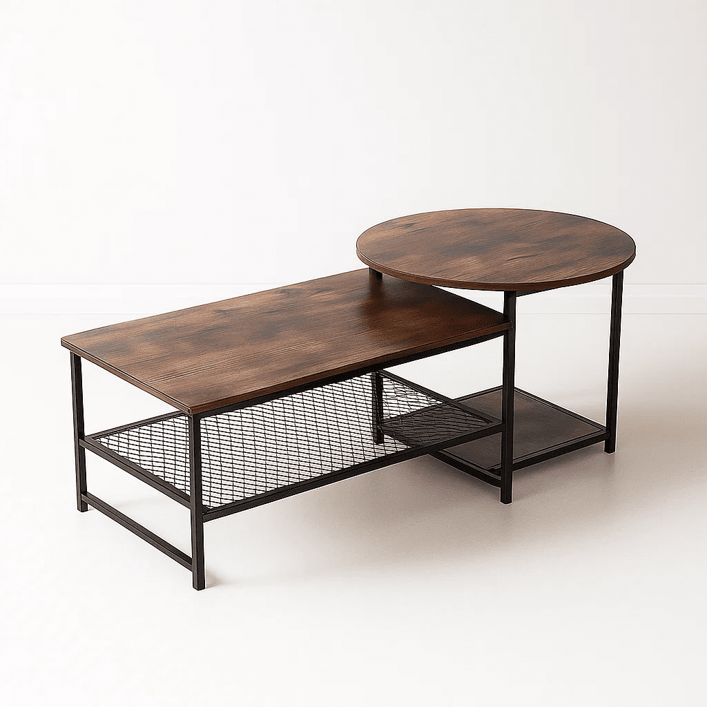 Klik Muebles - Set De Mesas De Centro Industrial En Mdf - Diseño Dúo Modular