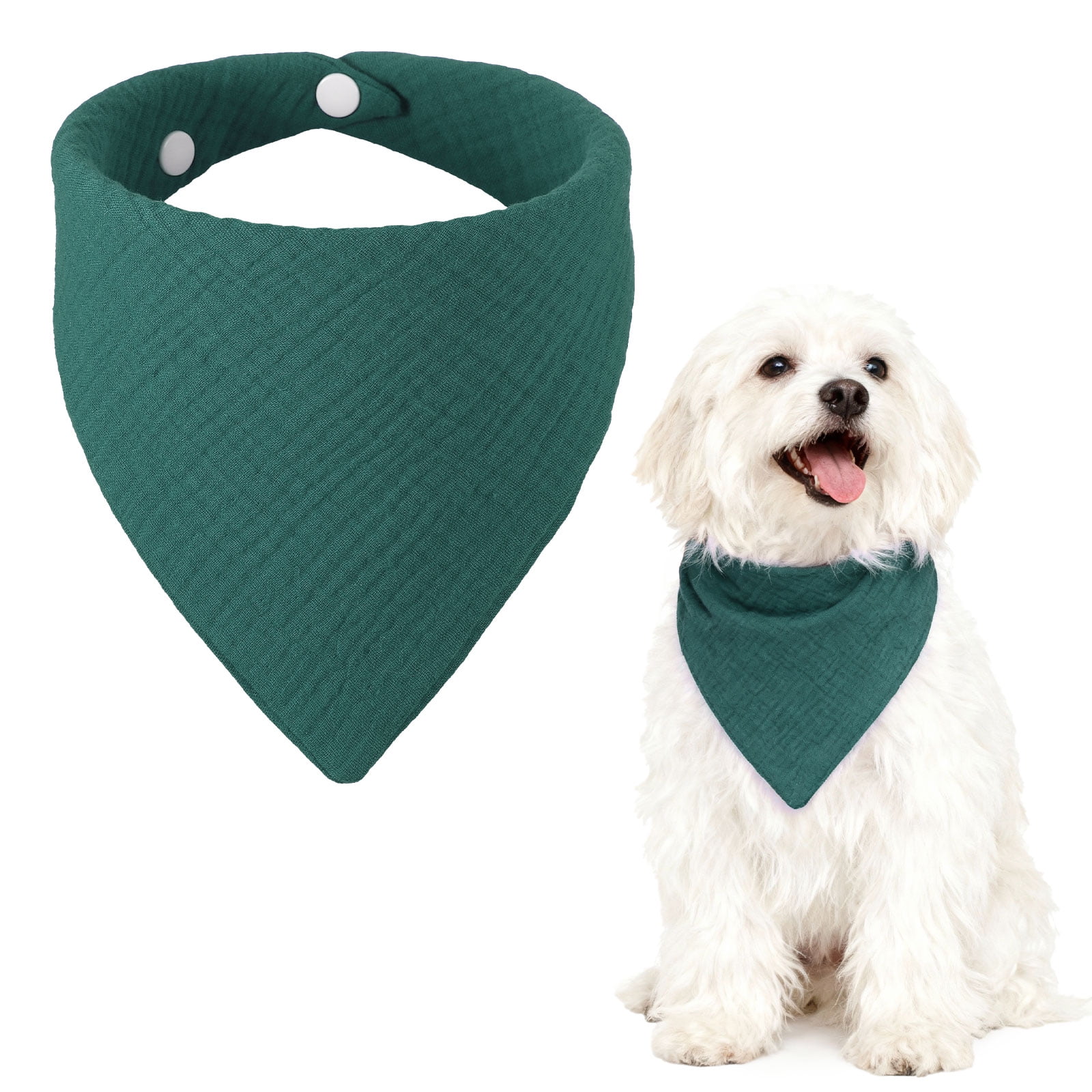 Uxcell Bandanas Triangulares para Perros con Botón, Suave Bufanda para Mascotas, Cómoda Babero Triangular Lavable Ajustable (Tela, Verde Hierba) para Cachorros Pequeños y Medianos