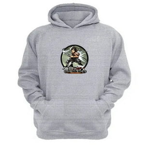 Genérico - Polerón Canguro Attack On Titan Gris Claro Talla S Unisex
