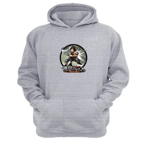 Genérico - Polerón Canguro Attack On Titan Gris Claro Talla L Unisex