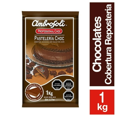 Paquete Chocolate Amargo Cobertura Pasteleria Reposteria 1 Kg Ambrosoli