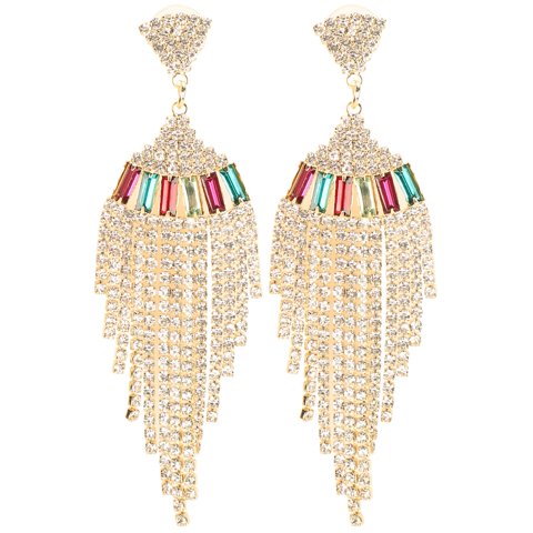 2 Piezas De Pendientes De Borlas De Metal De Moda Colgantes Con Estilo Temperamento Creatividad Adorno Artesanal