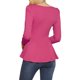 thumbnail image 3 of INSPIRE CHIC Blusa de Mujer de Manga Larga con Cuello Redondo, Hombros Acolchados y Dobladillo con Volantes Plisados M Magenta, 3 of 8