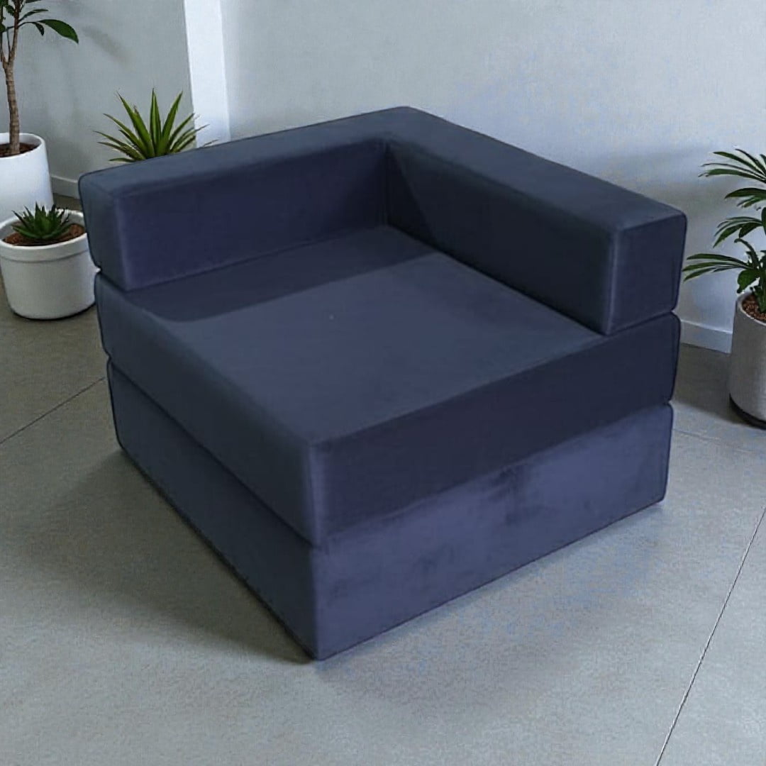 Diseños Valestrini - Sofa Cama Arkos En Felpa Azul Marino