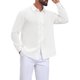 thumbnail image 5 of Camisas de Lino con Botones de Manga Larga para Hombre con Bloque de Color y Encaje Talla XL Blanco, 5 of 6