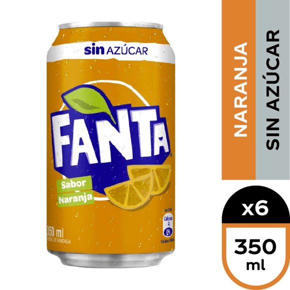 Bebida Naranja Sin Azúcar Pack Lata, 6 Un