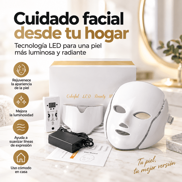 Máscara Led Con Cuello 7 en 1 – Rejuvenece y Protege tu Piel - MOVI