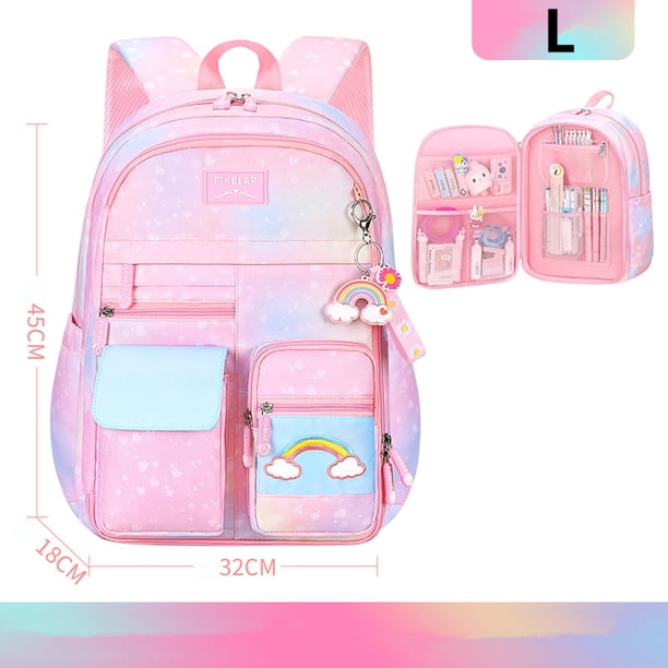 Primary School Backpack Cute Colorful Bags for Girls Princess School Bags Waterproof Children Rainbow Series Schoolbags mochila