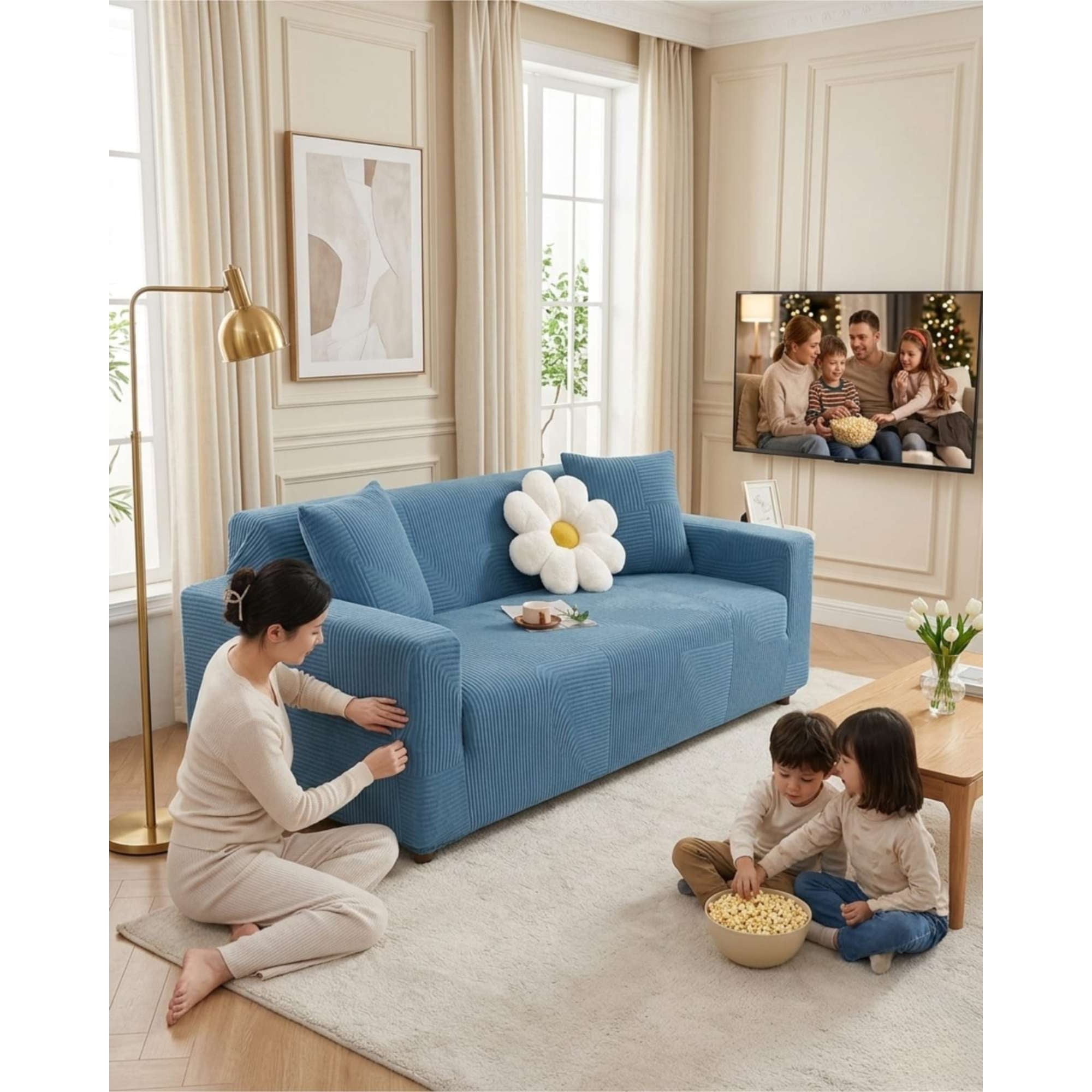 Mylhogar - Funda Para Sofa 1 Cuerpos Diseño Moderno De Polar