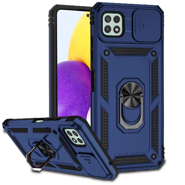 Funda Resistente Anillo Soporte Samsung Galaxy A22 5G Privacidad Cámara Montaje Magnético Azul