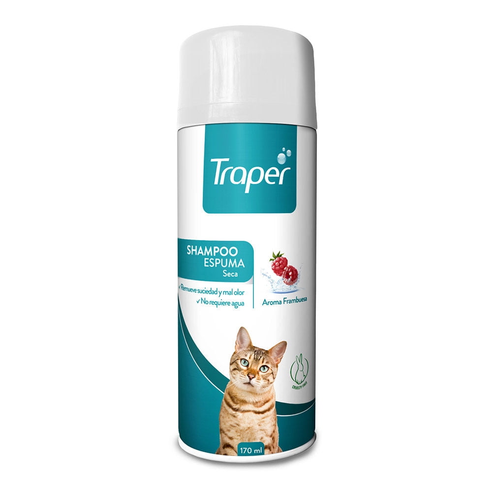 Traper - Shampoo Para Gato Espuma Seca Aroma Frambuesa Lata