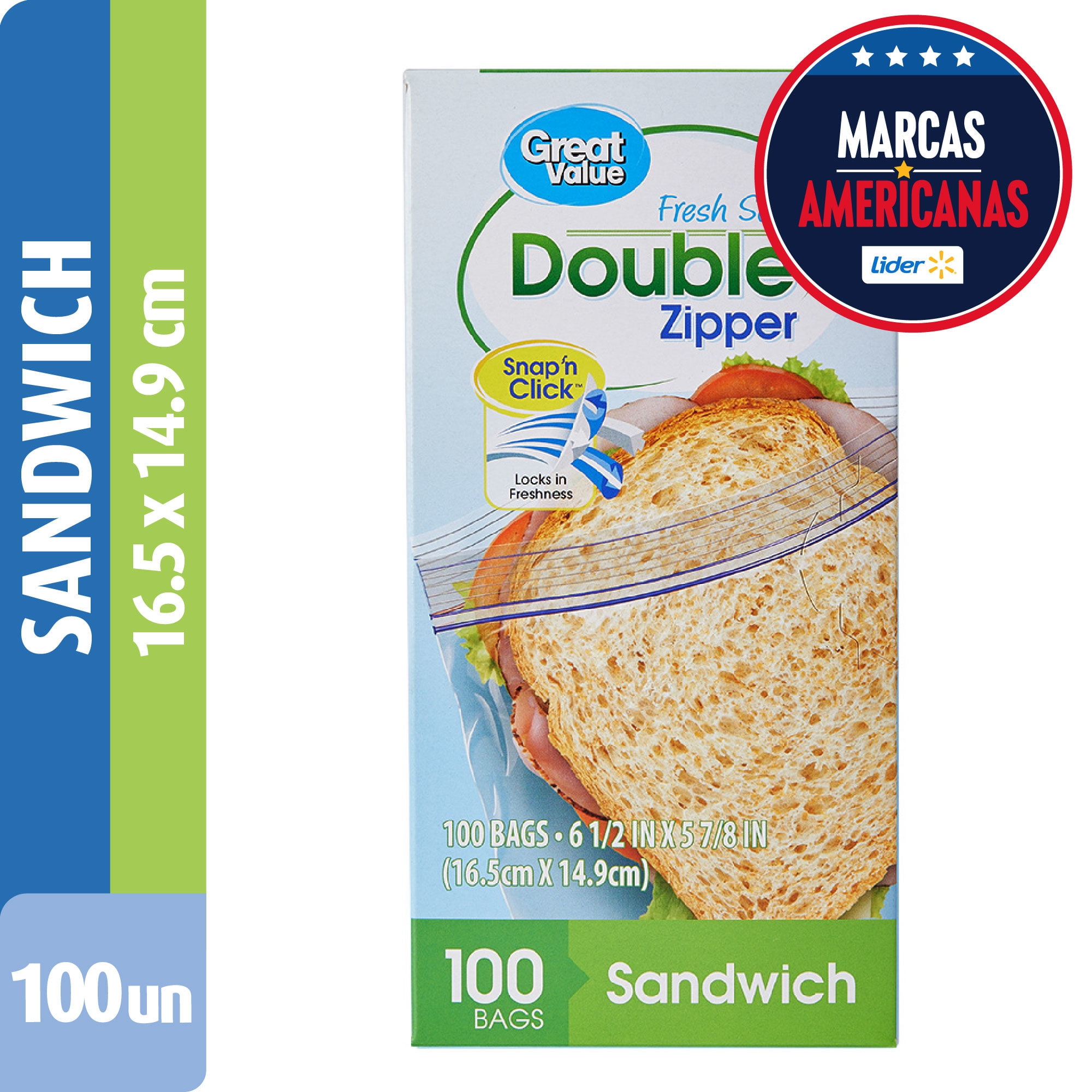 Bolsas Herméticas Sandwich Pequeña 15x16 Cm 100 Un Great Value