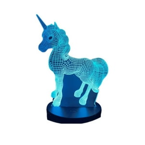 Lelumania - Lampara Ilusion 3D Unicornio Mágico De 7 Colores, Base Touch