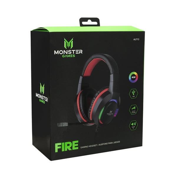 AU713 HEADSET GAMER MONSTER FIRE SONIDO 7.1 USB OPEN BOX