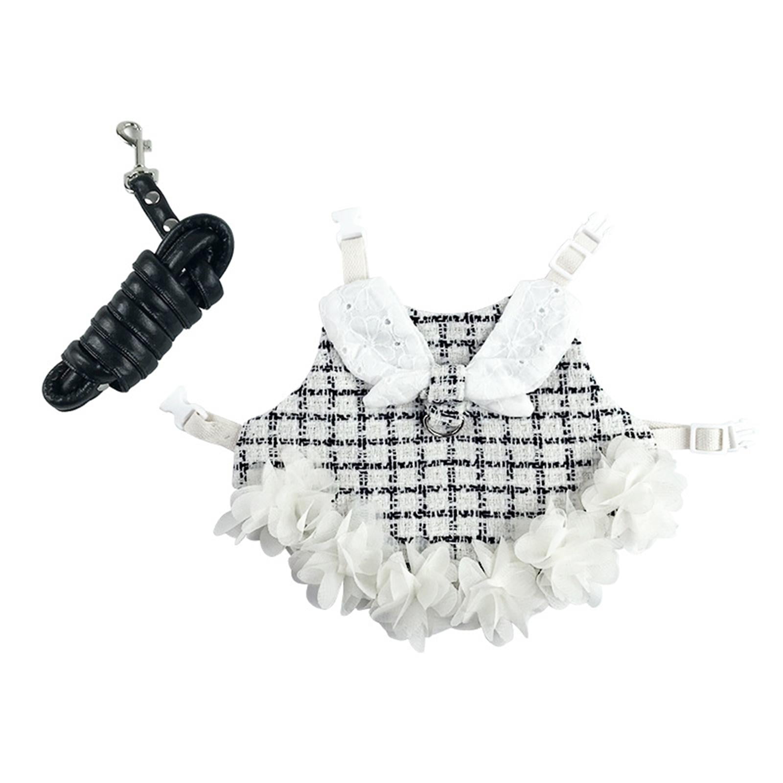 Conjunto De Correa De Arnés De Chaleco De Conejo Ropa Traje De Mascota Suave Animal Pequeño Hurón Negro Blanco S