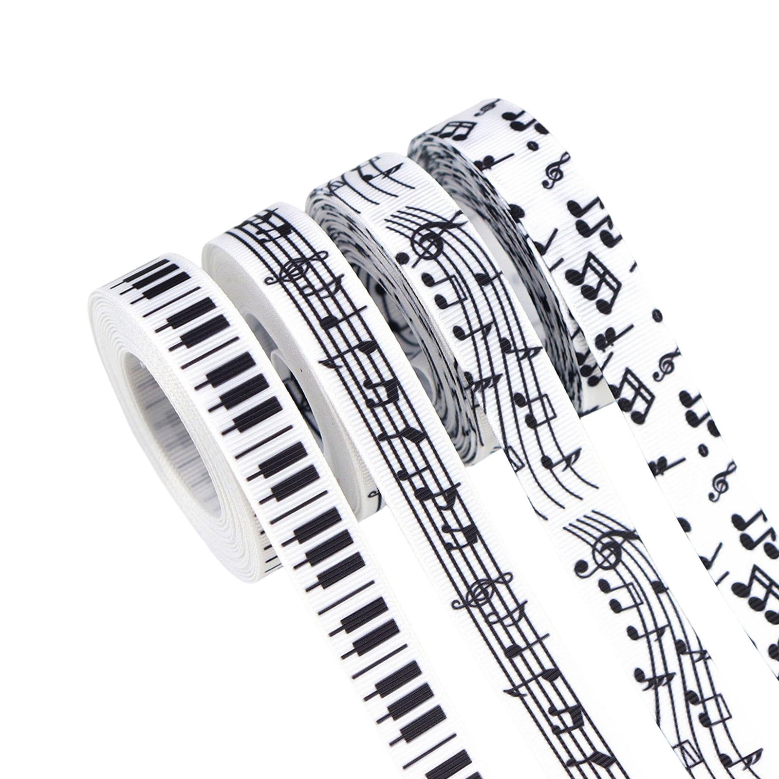 Bothyi - 4 Piezas De Cinta Con Notas Musicales En Blanco Y Negro Para Manualidades, Ideales Para Decorar Cajas De Pasteles Y Ramos Navideños.