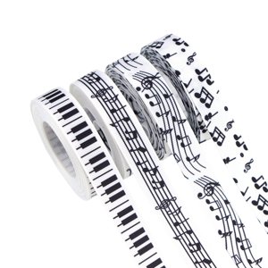 Bothyi - 4 Piezas De Cinta Con Notas Musicales En Blanco Y Negro Para Manualidades, Ideales Para Decorar Cajas De Pasteles Y Ramos Navideños.