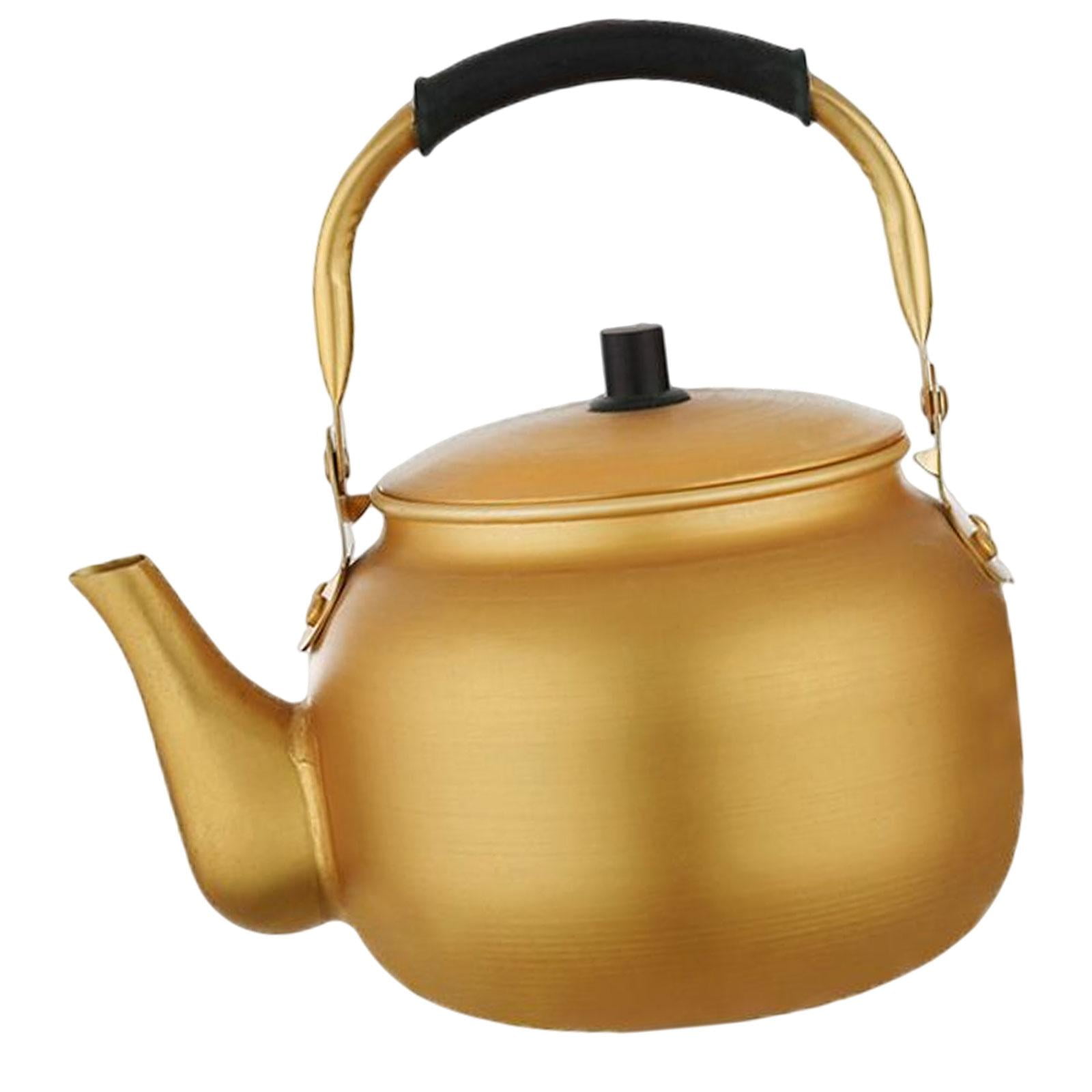 Bothyi - Hervidor De Té Fácil De Limpiar, Hervidor De Aluminio Dorado Para El Hogar, Camping, Picnic