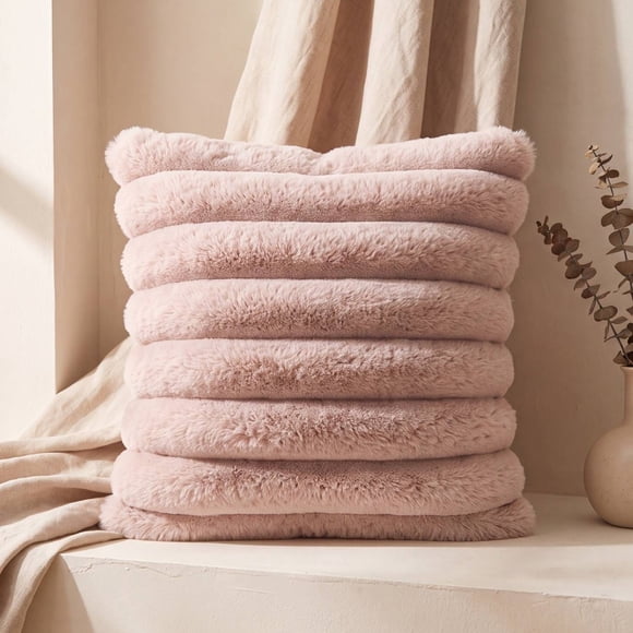 2 Fundas Cojin Sherpa Suave 45x45 cm Decorativo - Coleccion Hygge Modelo Sakura Rosa