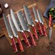 thumbnail image 4 of Juego de Bloque de Cuchillos Senken 16 Piezas Damascus Rojo, 4 of 9