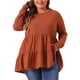 thumbnail image 1 of Agnes Orinda Ropa de Halloween para Mujer Tallas Grandes Tops Babydoll de Escuela Universidad de Manga Larga Cuello Redondo Casual Suelto Blusas Peplum Túnicas 2X Rojo Ladrillo, 1 of 6