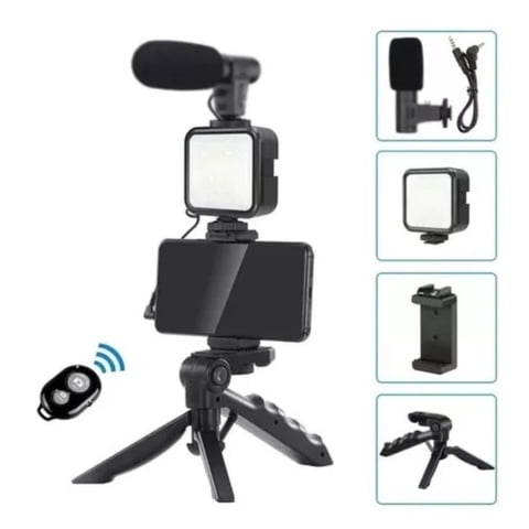 Citohome - Kit De Grabación Profesional: Micrófono, Luz Led Y Trípode En Negro