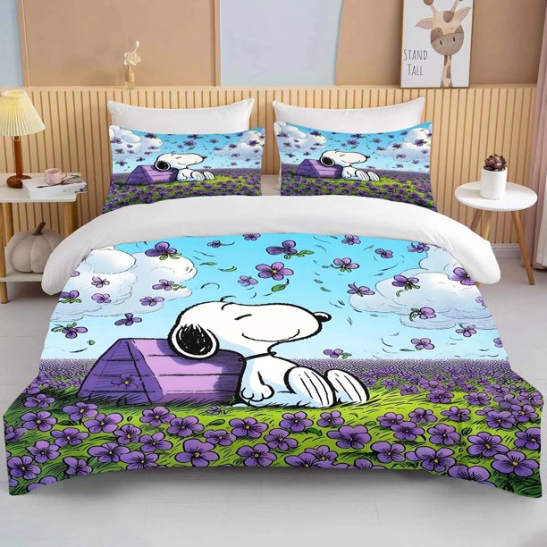 Snoopy Cute Dog Cartoon Bedding Sets for Children,Bed Linen Boys Girls Pink Cute Duvet Cover Pillowcases Children gift