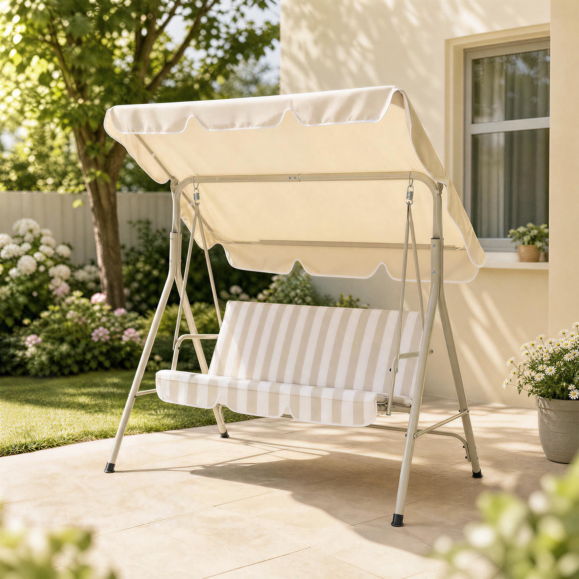Columpio de Terraza 3 Personas Beige 170x110x150 Cm