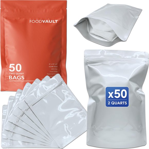 Bolsas Mylar FoodVault paquete de 50 20 × 30 × 10 cm 16 mil