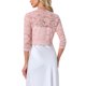 thumbnail image 3 of INSPIRE CHIC Chaquetas de Mujer de Encaje Floral Cárdigan Mangas 3/4 Cubierta Transparente Parte Superior Rosa Claro M, 3 of 6