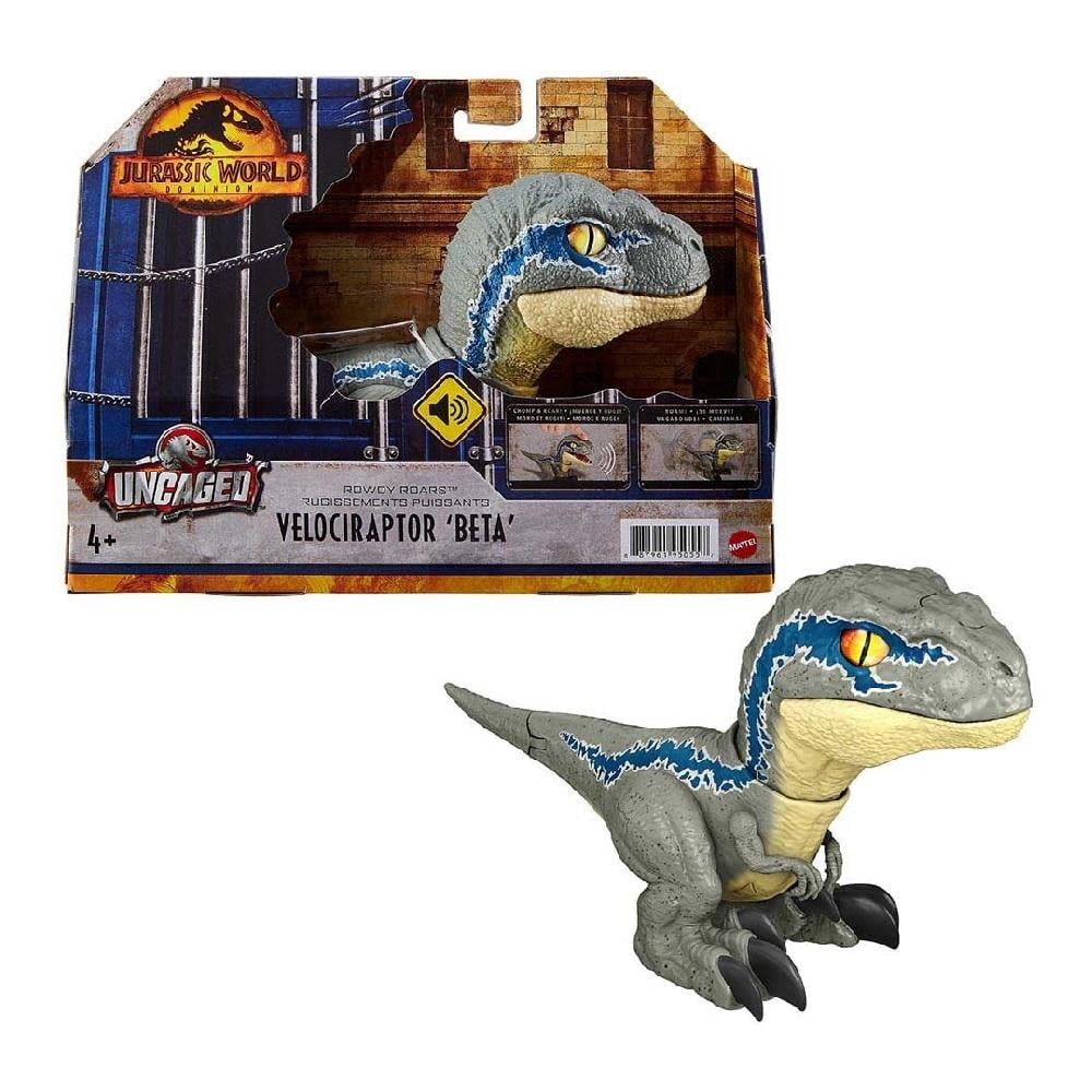 Dinosaurio De Juguete Mattel Jurassic World Velociraptor Beta Roady Roars