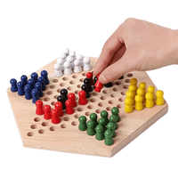 Linea Sport - Juego De Damas Chinas De Madera Tablero Con Fichas De Colores