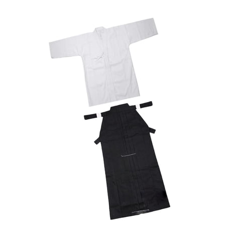 Ioensy - Conjunto De Uniforme De Kendo, Hakama De Kendo, Transpirable, Ninjas, Judo, Kimono Japonés, Hakama, 170 Cm, Blanco Y Negro