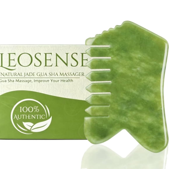 Masajeador LEOSENSE Peine de Jade 10 cm – Herramienta Gua Sha