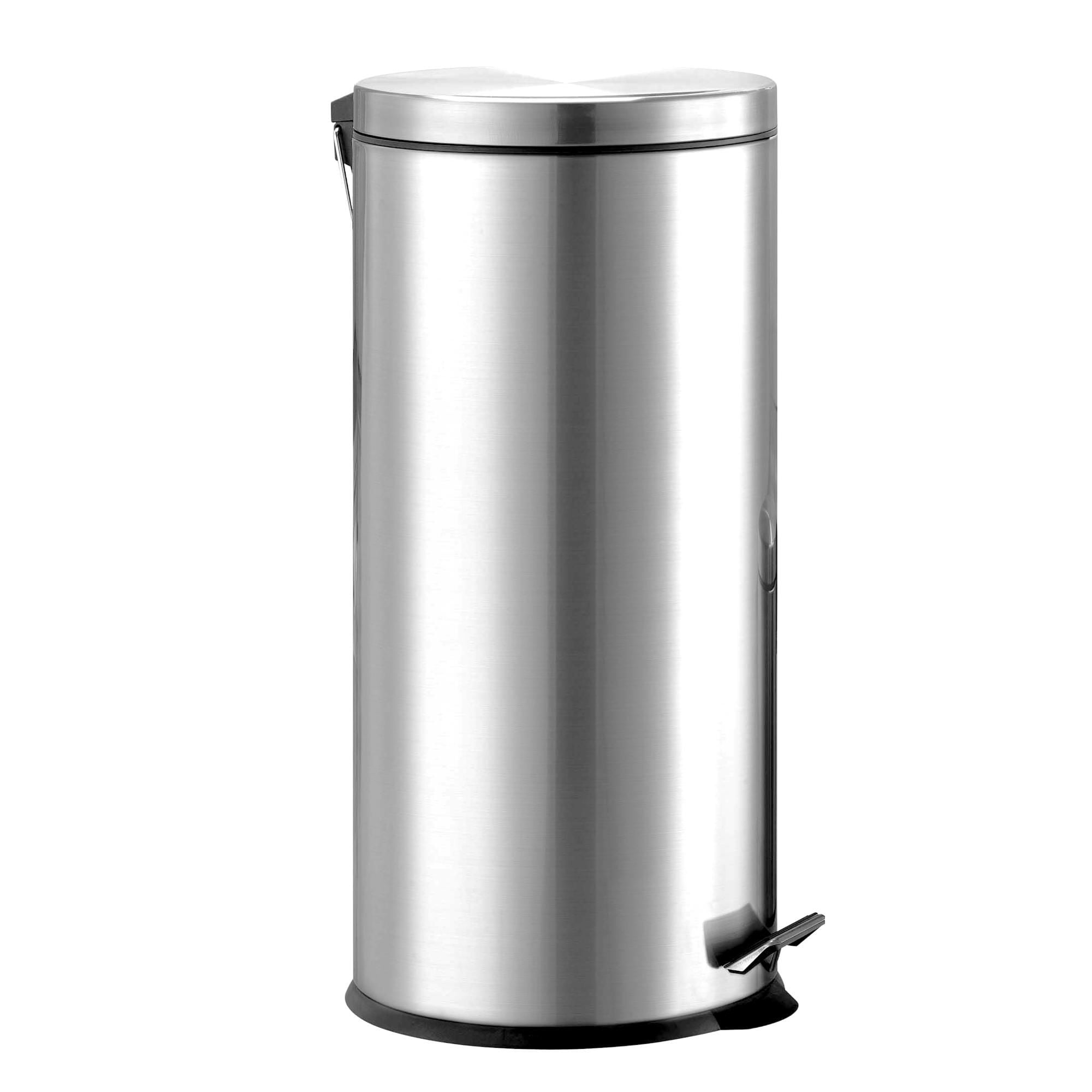 Mainstays - Basurero 30l Redondo Acero Plateado