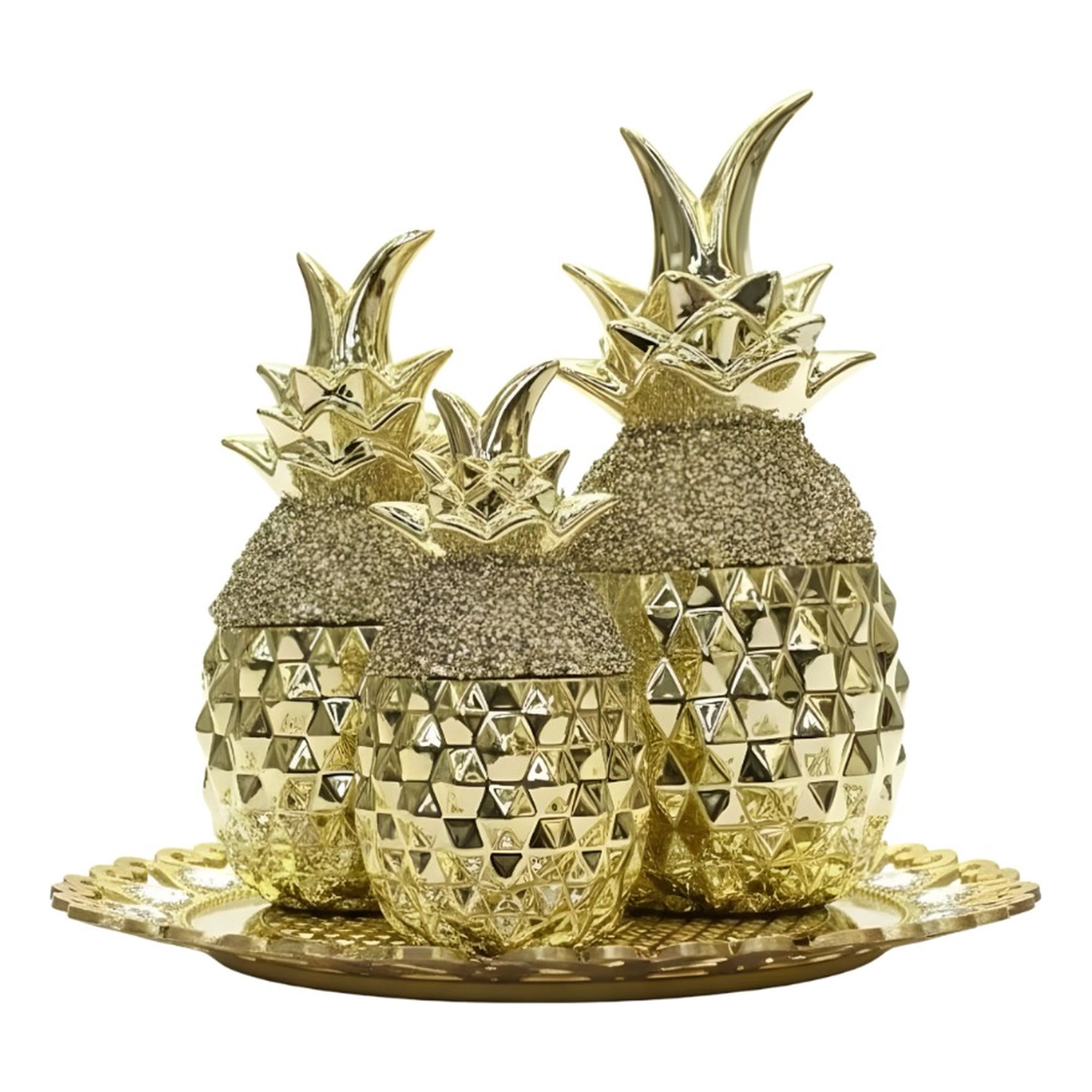 Genérico - Set 3 Figura Decorativa Piña Elegante Adorno Mesa Centro Jhn