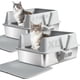 thumbnail image 1 of Caja de arena para gatos Yollber de acero inoxidable XL con tapa, paquete de 2, 1 of 9