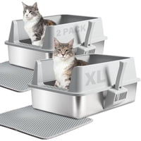 Caja De Arena Para Gatos Yollber De Acero Inoxidable Xl Con Tapa, Paquete De 2