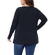 thumbnail image 3 of Agnes Orinda Blusa Casual Suelta para Mujer de Talla Grande con Cuello en V, Manga Larga y Botones Decorativos 2X Azul Oscuro, 3 of 6