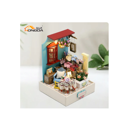 China - Casa Miniatura Diy ""Florería Encantada"" Con Luces Led – Kit De Madera S2202