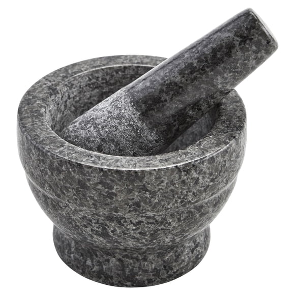 Mortero y maja IMUSA USA, granito pulido pequeño, 9,5 cm