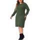 thumbnail image 4 of Vestido Suéter de Halloween para Mujeres de Talla Grande Agnes Orinda Cuello Redondo Manga Larga Tejido de Punto Otoño Invierno Vestidos Suéter 1X Verde Militar, 4 of 5